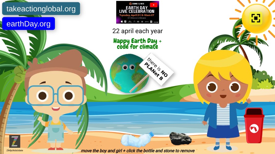 Zapp: Code-for-Climate SCENE: ZIMjs.org beach with bottle stone (click to remove) - Copy | ZIM JavaScript Canvas Framework - Code Creativity