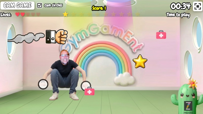 Zapp: GymGamEnt/play game : box +hand+stars+healt (wirst 1280 bluredge) | ZIM JavaScript Canvas Framework - Code Creativity