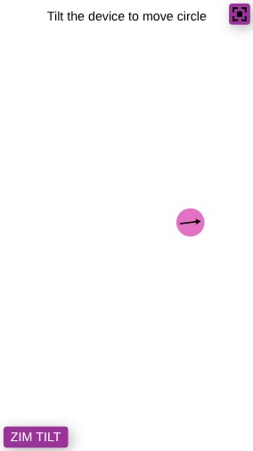 Zapp: TILT 020 P: pink circle deviceM+orient. arrow turns towards movingway | ZIM JavaScript Canvas Framework - Code Creativity