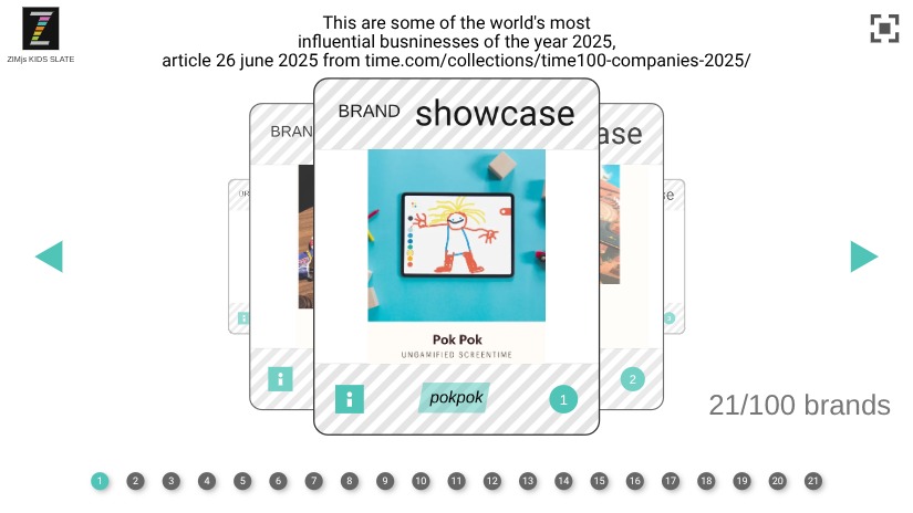 Zapp: Top100 TIMEmagazine: 21 BRANDS: start at PokPok (Belgian app for todlers) | ZIM JavaScript Canvas Framework - Code Creativity