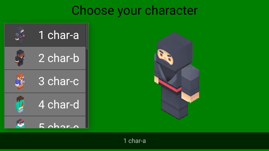 Zapp: minecraft list characters a-r (kenney.nl) | ZIM JavaScript Canvas Framework - Code Creativity