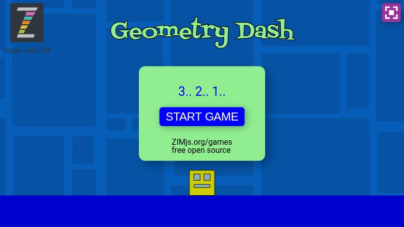 Zapp: Geonmetry Dash (game) only face = new Container+rot()+backing - Copy | ZIM JavaScript Canvas Framework - Code Creativity