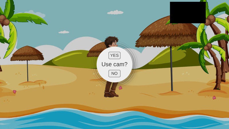 Zapp: sidescroller boy-walk on beach (now with ml5: head triggers left<>right) | ZIM JavaScript Canvas Framework - Code Creativity