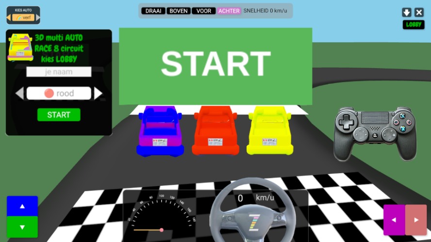 Zapp: 3D Multi4Auto: 8circuit: lobby+STARTlabel+lijn Socket (versie2light) | ZIM JavaScript Canvas Framework - Code Creativity