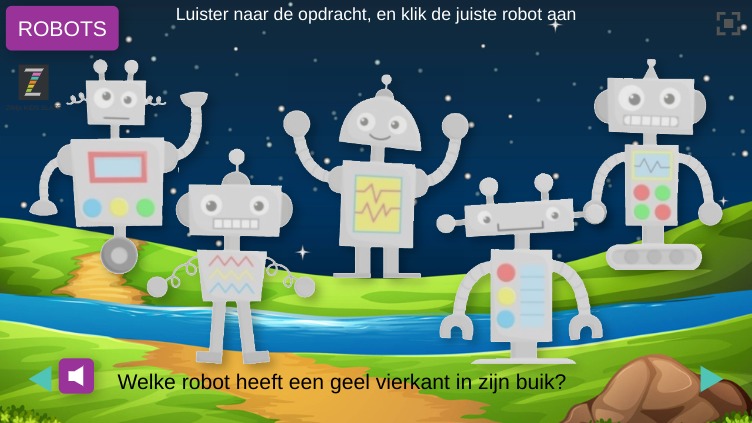 Zapp: Luister en zoek juiste robot  | ZIM JavaScript Canvas Framework - Code Creativity