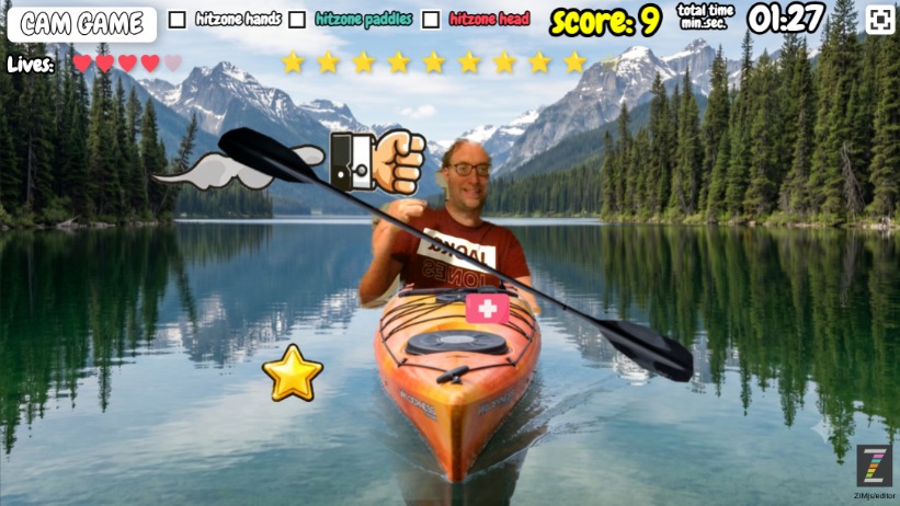 Zapp: Paddle Game: idea: move your handpalms by webcam ml5js (back fix) | ZIM JavaScript Canvas Framework - Code Creativity