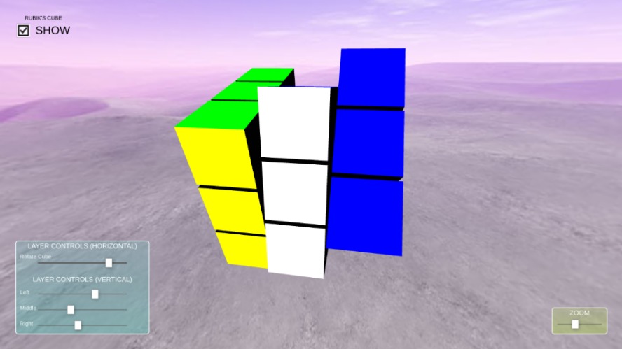 Zapp: Rubix Cube: sliders: only vertical movement (with sky) | ZIM JavaScript Canvas Framework - Code Creativity