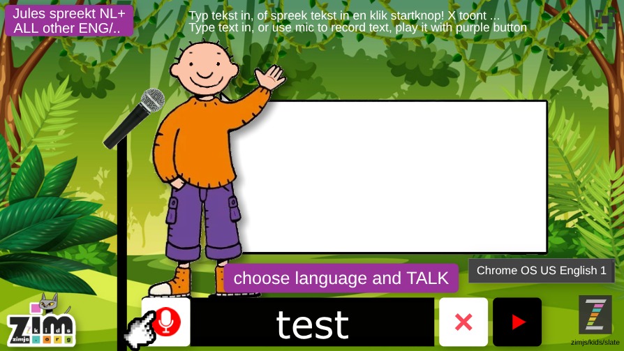 Zapp: Jules can talk all languages: say/typ text, in all language and listen+mouth | ZIM JavaScript Canvas Framework - Code Creativity