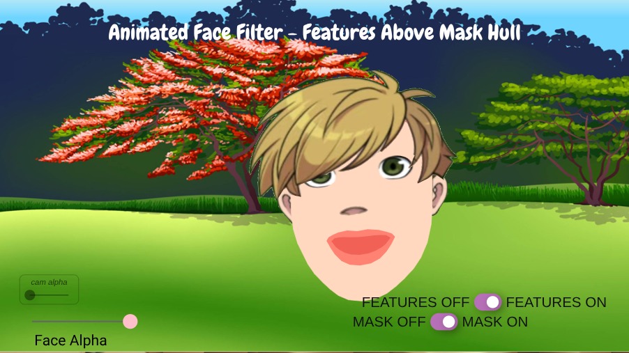 Zapp: ZIM+ml5 facemesh m.Sander met haar) + bewegende lippen (ENG toggles) | ZIM JavaScript Canvas Framework - Code Creativity