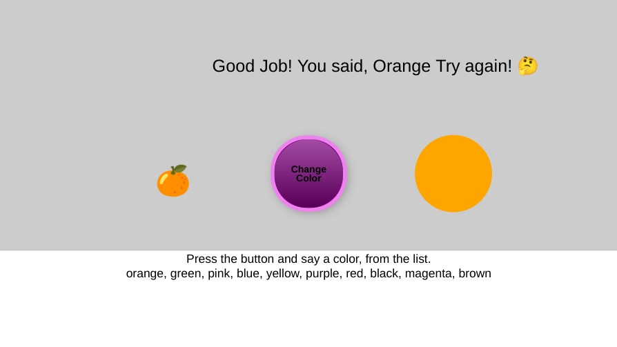 Zapp: ZIM works with Speech.talk(color) and see emoji | ZIM JavaScript Canvas Framework - Code Creativity
