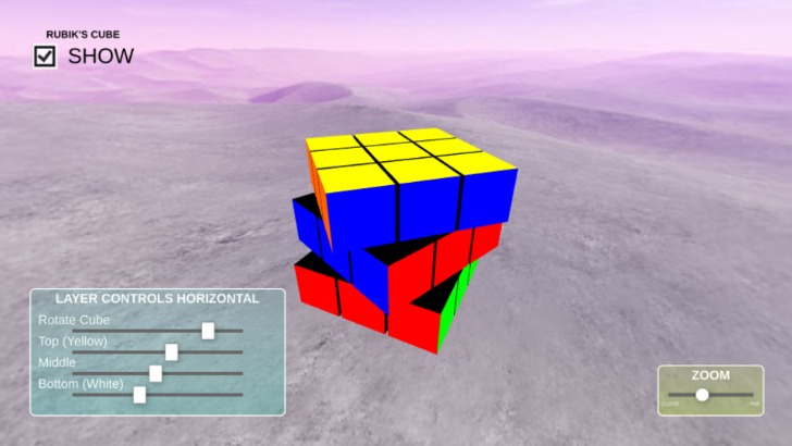 Zapp: Rubix Cube: sliders: only horizontal movement (with sky) - Copy | ZIM JavaScript Canvas Framework - Code Creativity