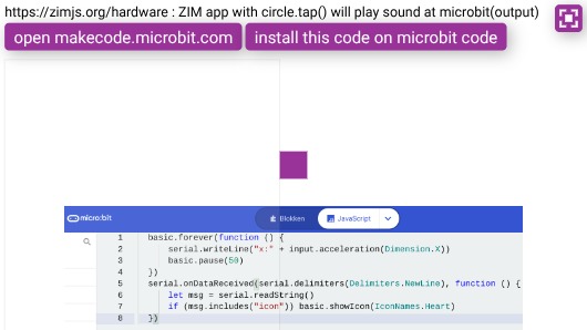 Zapp: ZIM+makecode.microbit.com app: move <square> tilt micro:bit + textArea | ZIM JavaScript Canvas Framework - Code Creativity