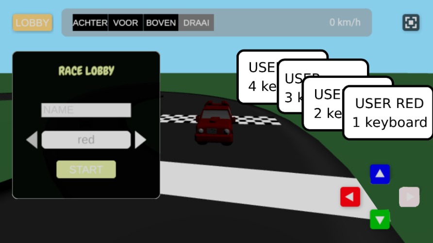 Zapp: 3D MultiAuto's 8circuit: lobby:4kleuren + STARTlijn MultiSocket (Not good) | ZIM JavaScript Canvas Framework - Code Creativity
