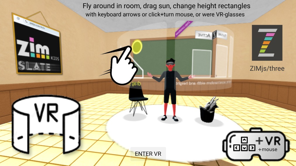 Zapp: cover VRfly360/XRgids: 2panels:3rect (man+stoel+ plant.gltf) in classroom | ZIM JavaScript Canvas Framework - Code Creativity