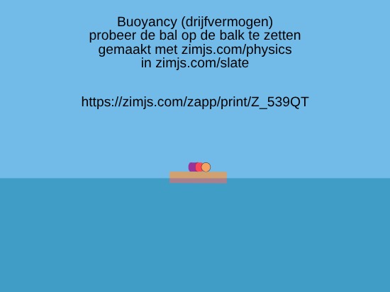 Zapp: drijfvermogen simuleren: houten VLOT rechthoek met 1persoon | ZIM JavaScript Canvas Framework - Code Creativity