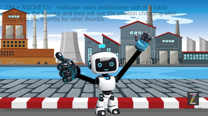 Zapp: ROBOT +arms+thumbs (made with ZIM gallery 2 pictures) | ZIM JavaScript Canvas Framework - Code Creativity