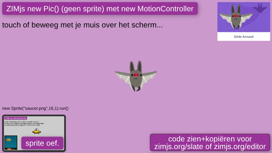 Zapp: UFO(saucer) to bad(man) new Pic(bad.png) motionController (no backing) | ZIM JavaScript Canvas Framework - Code Creativity