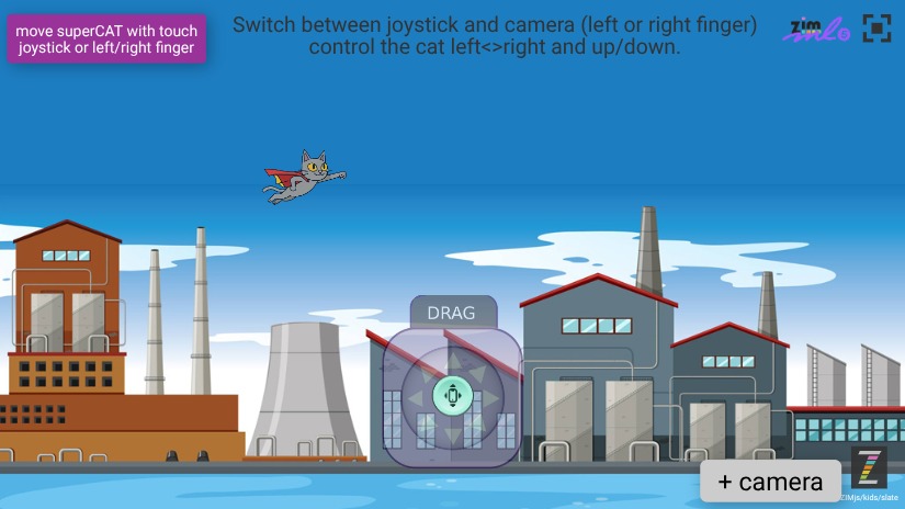Zapp: superCat is flying through the air (basic 1280x720) octostudio dial example | ZIM JavaScript Canvas Framework - Code Creativity