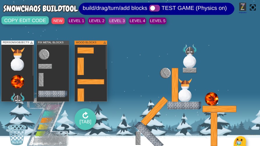 Zapp: Slingshot BUILDTOOL:create NEW or play LEVEL1-5: to do: COPY CODE  | ZIM JavaScript Canvas Framework - Code Creativity