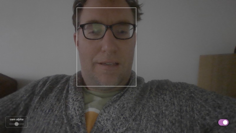Zapp: Detect ml5js.org Face-box : as original example with white line color | ZIM JavaScript Canvas Framework - Code Creativity