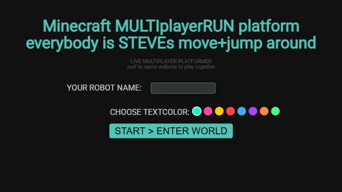 Zapp: Minecraft3D:MultiPlayerRun: all STEVEs walk+jump(+name+color- (noGame) | ZIM JavaScript Canvas Framework - Code Creativity
