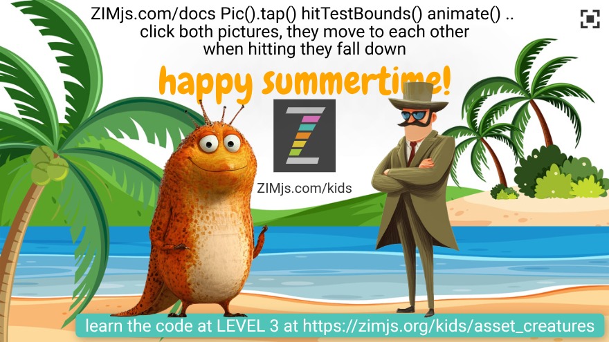 Zapp: Meeting in Park: phone 1280x720 (en zonder bomen) asset_creatures LEVEL3 | ZIM JavaScript Canvas Framework - Code Creativity