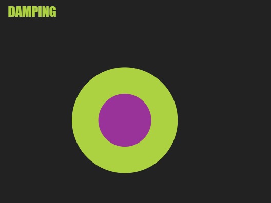 Zapp: <span style=color:#995599>CodePen</span><br>Dampening | ZIM JavaScript Canvas Framework - Code Creativity