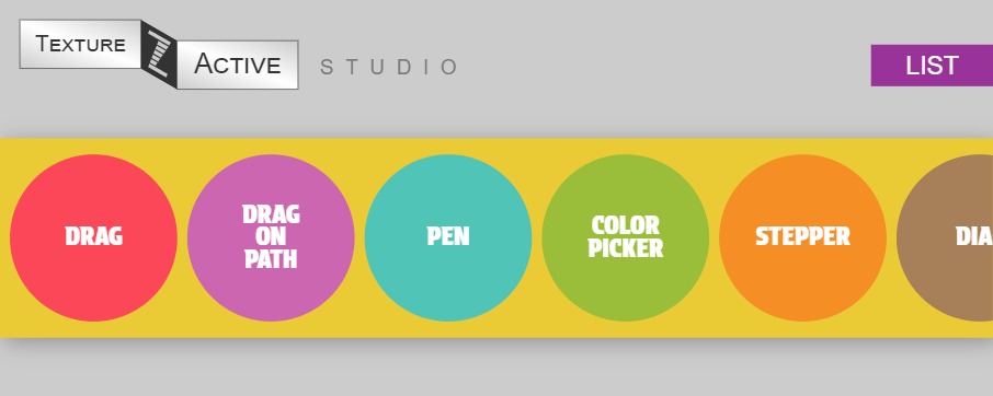 Zapp: <span style=color:#995599>TextureActive</span><br>List | ZIM JavaScript Canvas Framework - Code Creativity