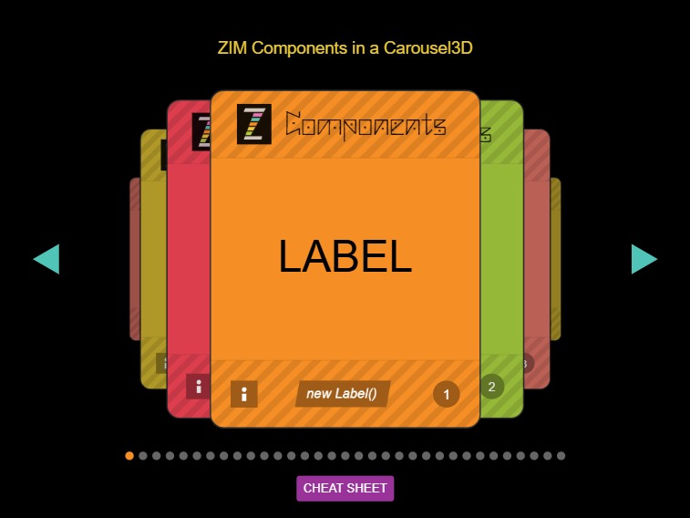 Zapp: Components with Cheat Sheet Links | ZIM JavaScript Canvas Framework - Code Creativity